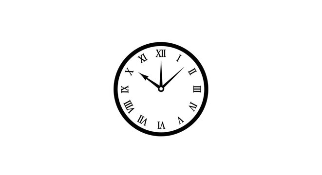 Classic Analog Clock Face with Roman Numerals, Time Concept