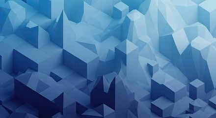 Obraz premium Abstract geometric shapes in shades of blue form a textured digital landscape