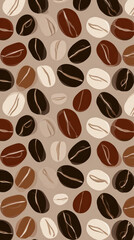 Obraz premium Seamless Coffee Beans Pattern Illustration. AI generative.