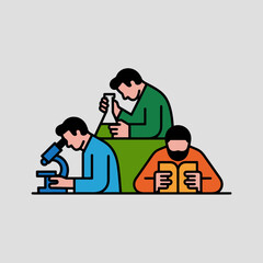 Fototapeta premium Three Men Studying and Examining Samples in Laboratory