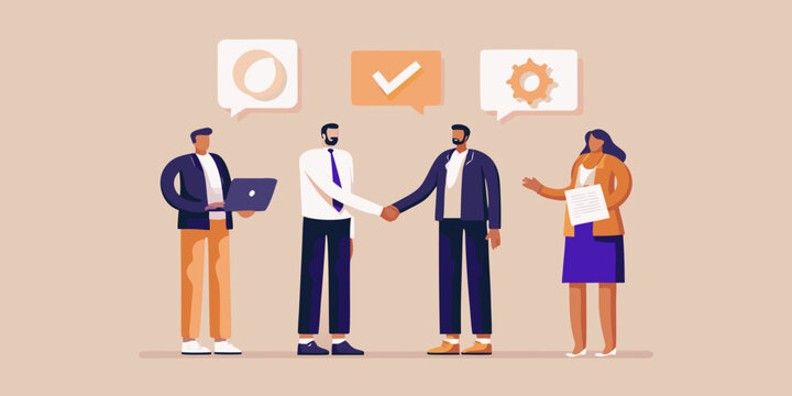 Business professionals collaborating and finalizing a successful agreement