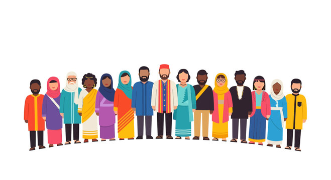 Diverse people, multicultural crowd, colorful illustration, vector people icons