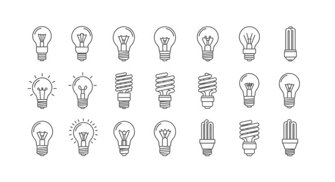 Collection of light bulb icons.