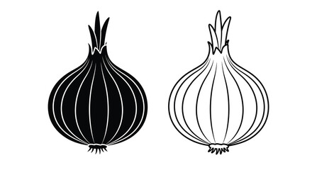 Two onions displayed with contrasting colors a striking silhouette © Soleman