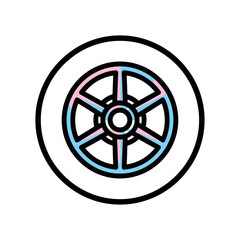 Obraz premium A colorful wheel icon with pink and blue accents.