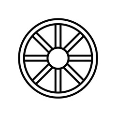 Obraz premium Simple black line art wheel icon.