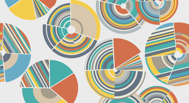 colorful pie charts on white background