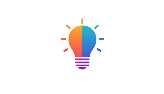 A colorful lightbulb icon with a multicolored design