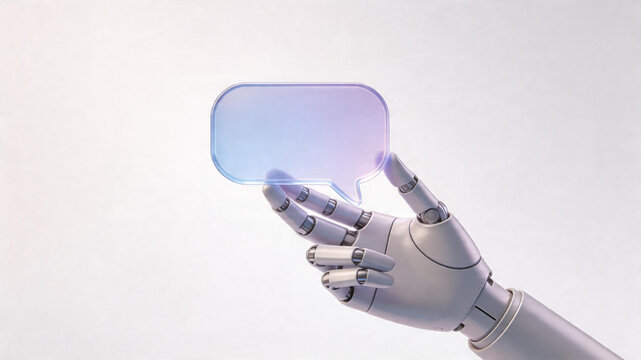 Robotic Hand with Glass Chat Bubble Design