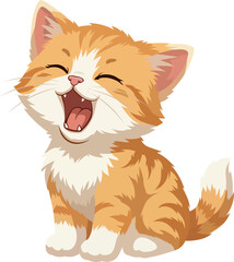 Obraz premium Orange Tabby Kitten Yawning Kids Nursery Design 