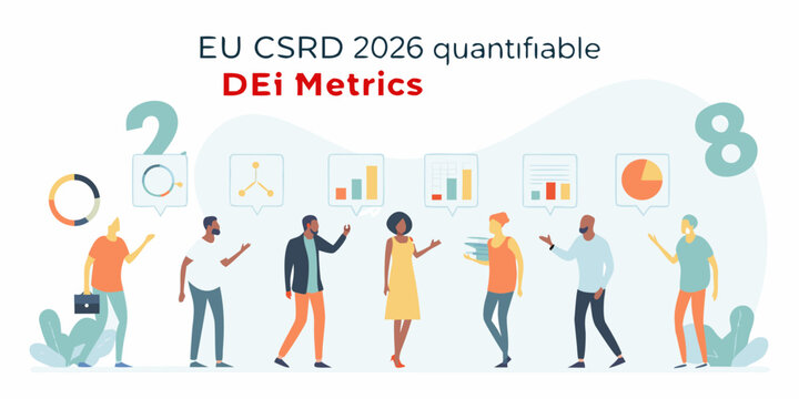 Eu csrd 2026 diverse team discussing dei metrics and quantifiable data