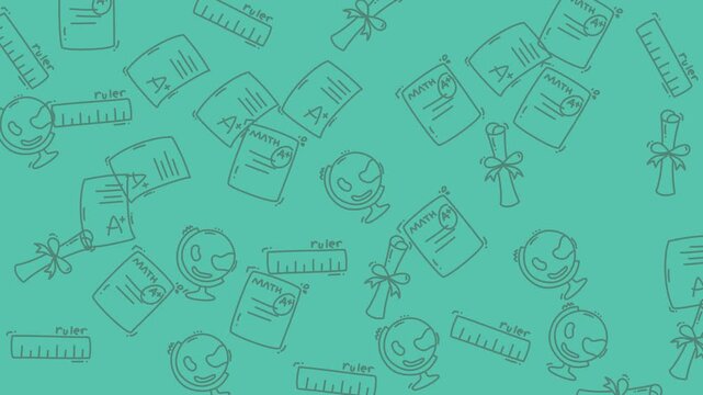 Teal Doodle Pattern Background Video Frames.