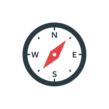 Red Compass Needle Pointing Northeast Direction.