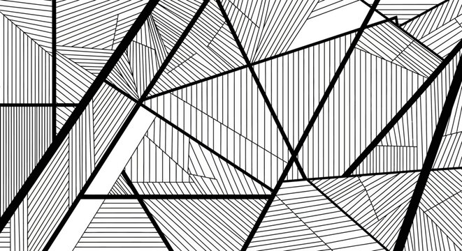 Abstract Geometric Pattern with Intersecting Lines and Monochrome Hatching Texture