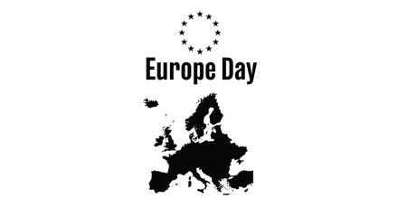 Obraz premium Europe Day celebration vector graphic with map and stars symbol