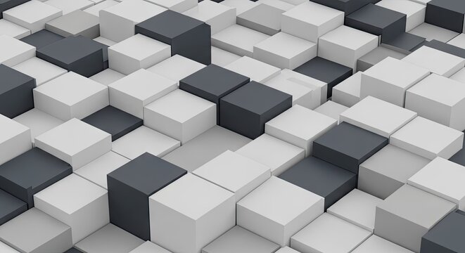 Abstract three dimensional cube pattern with varying shades and perspective