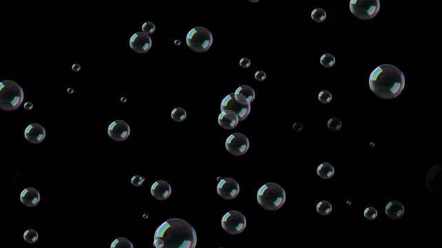 Animation of Shop bubbles fly up seamless loop animation. Rise of bubbles on black background. Full HD. 4K