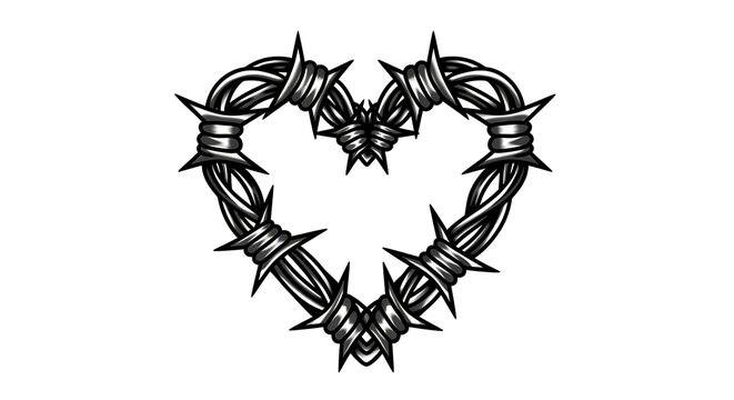 Barbed wire heart symbol