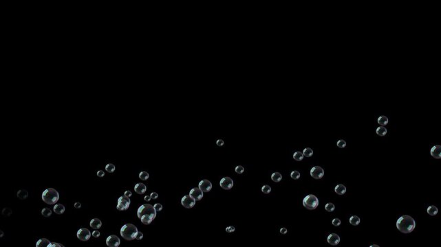 Animation of Shop bubbles fly up seamless loop animation. Rise of bubbles on black background. Full HD. 4K