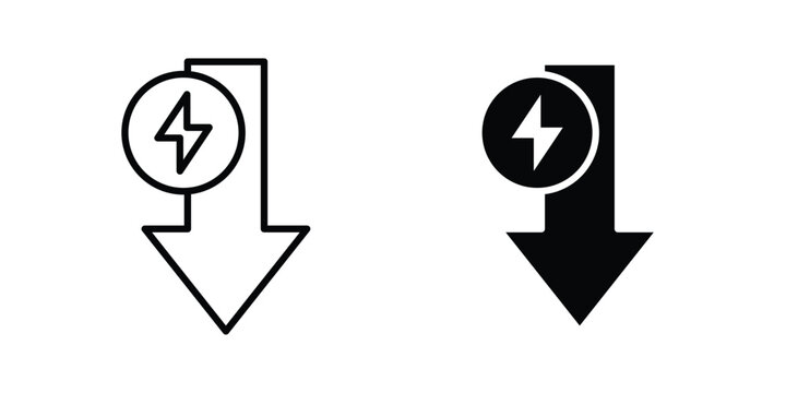 Low electricity consumption icon set, isolated on white background flat vectors