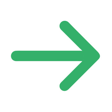 Simple green arrow pointing right on black background indicates navigation or direction