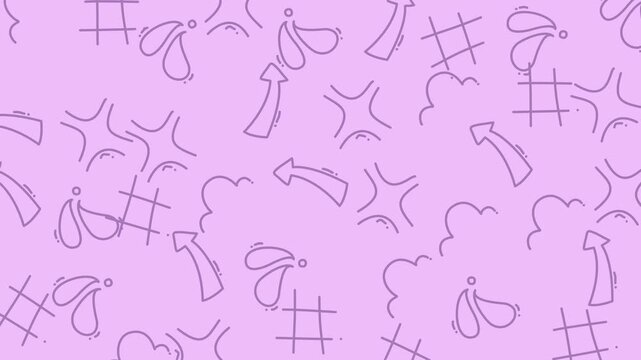Colorful doodle pattern video background abstract motion.