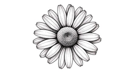 Fototapeta premium Black and white daisy flower illustration