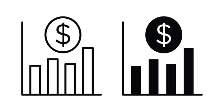 Market prediction icon set, isolated on white background flat vectors