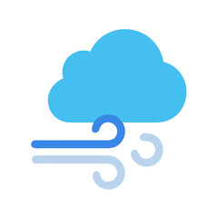 Obraz premium Stylized weather icon of a cloud with strong wind on a black background