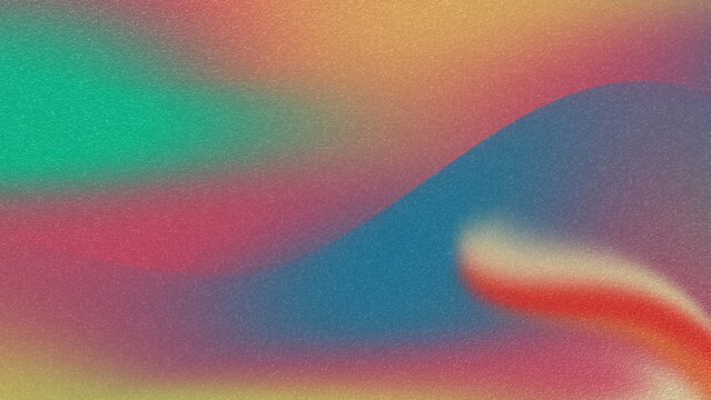 Grainy gradient background with vibrant abstract waves, colorful noise texture wallpaper, retro aesthetic blurred mesh backdrop for modern design