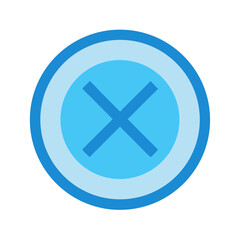 Obraz premium Blue cross symbol in circle icon design for error or close button