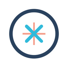 Obraz premium Abstract icon of snowflake design in a circle on black background