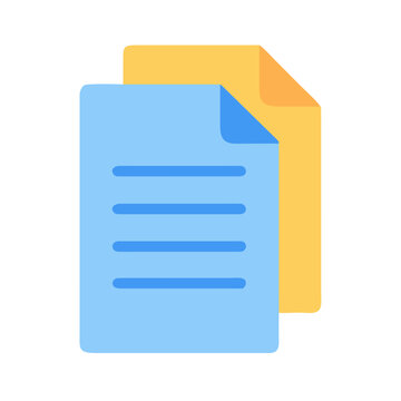 Two vector document icons in light blue and yellow on a black background