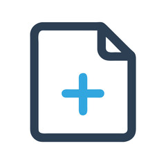 Fototapeta premium New document creation icon in navy blue, with a plus sign inside