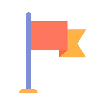 Simple flat design illustration of a flag on a pole against black background