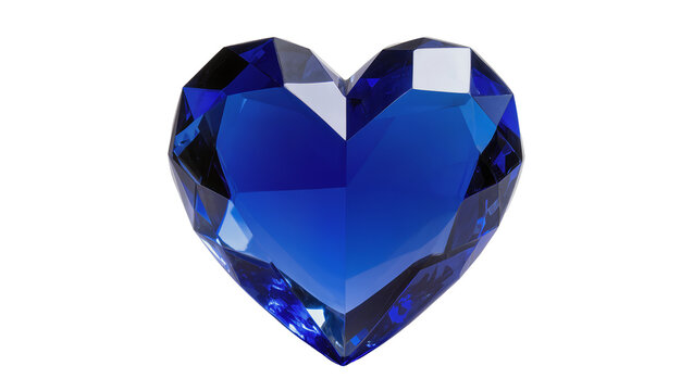 Sparkling blue faceted heart-shaped gemstone, a luxurious sapphire crystal jewel isolated, perfect for romance and elegant designs