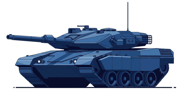 Modern Blue Military Tank Illustration - Heavy Armor Vehicle