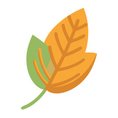 Fototapeta premium Stylized vector image of autumn leaves in green and orange tones isolated on black