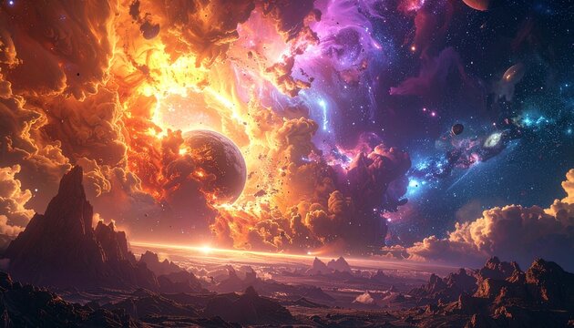 Big bang space explosion background