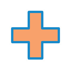 Obraz premium Graphic Plus Sign Symbol with Blue Outline on Black Background for Medical or Math
