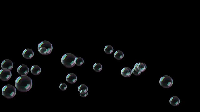 Animation of Shop bubbles fly up seamless loop animation. Rise of bubbles on black background. Full HD. 4K