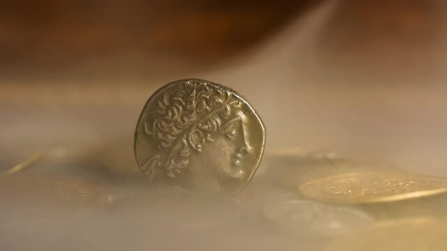Smoke Revealing Tetradracma of Ptolomeu IX Ancient Egypt Coin