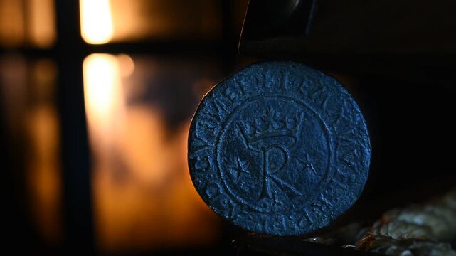 Old Coin Ilumined by candlelight in the Background