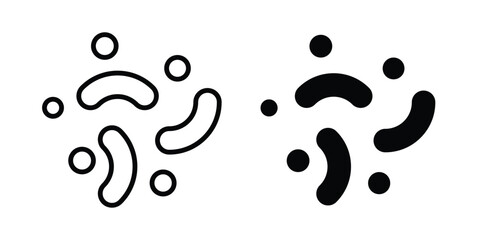 Naklejka premium Probiotics bacteria icon set, isolated on white background flat vectors