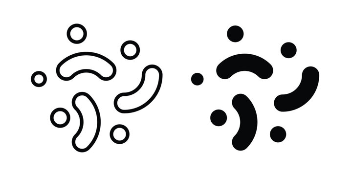 Probiotics bacteria icon set, isolated on white background flat vectors