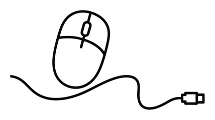 Fototapeta premium Computer Mouse Vector Illustration with Cable