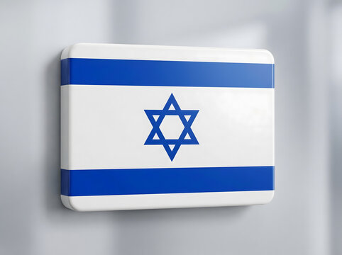 A realistic depiction of the national flag of israel prominently displayed