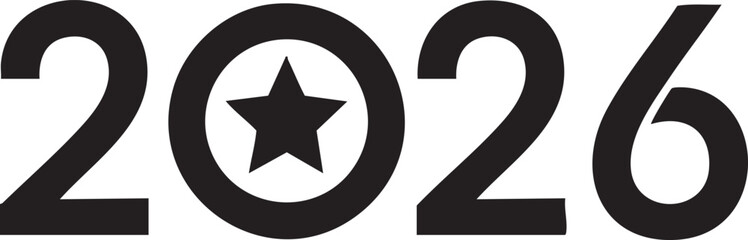 Fototapeta premium Distinctive year 2026 featuring a star symbol in the middle of its digits