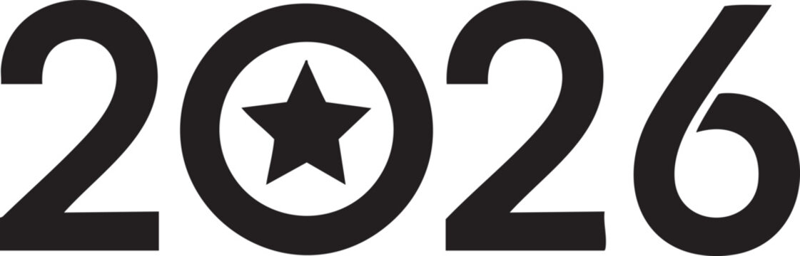 Distinctive year 2026 featuring a star symbol in the middle of its digits