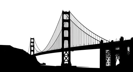 Fototapeta premium Silhouette of a suspension bridge